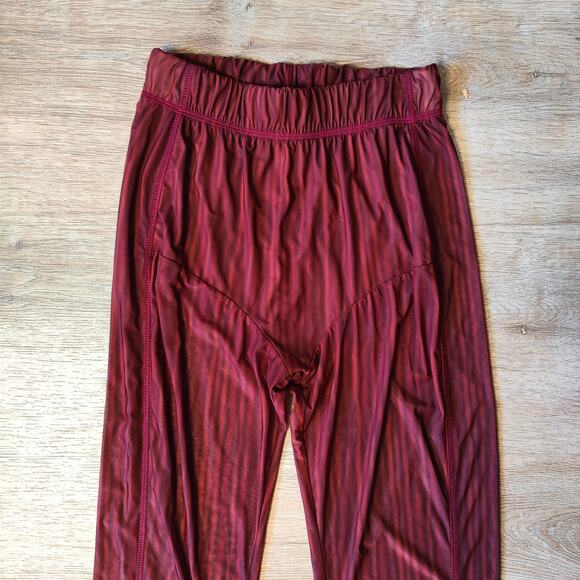 Avavav Apartment Pants Womens Medium Red Stripe Semi-Sheer Flare Pull On Mesh - Picture 2 of 8